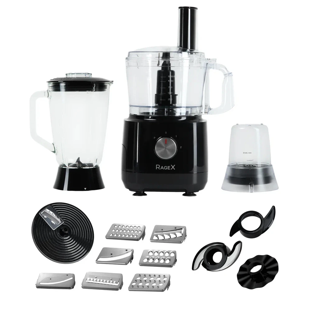 Кухонный комбайн 12 в 1 RAGEX R103 1.2л 1000Вт черный)